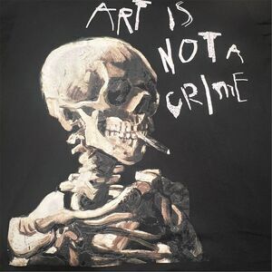 Fresh Laundry T-Shirt Men's 2XL Black Art Is Not a Crime Skull Graphic